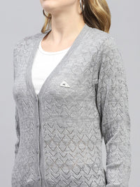 Monte Carlo V-Neck Self Design Cardigan Sweater