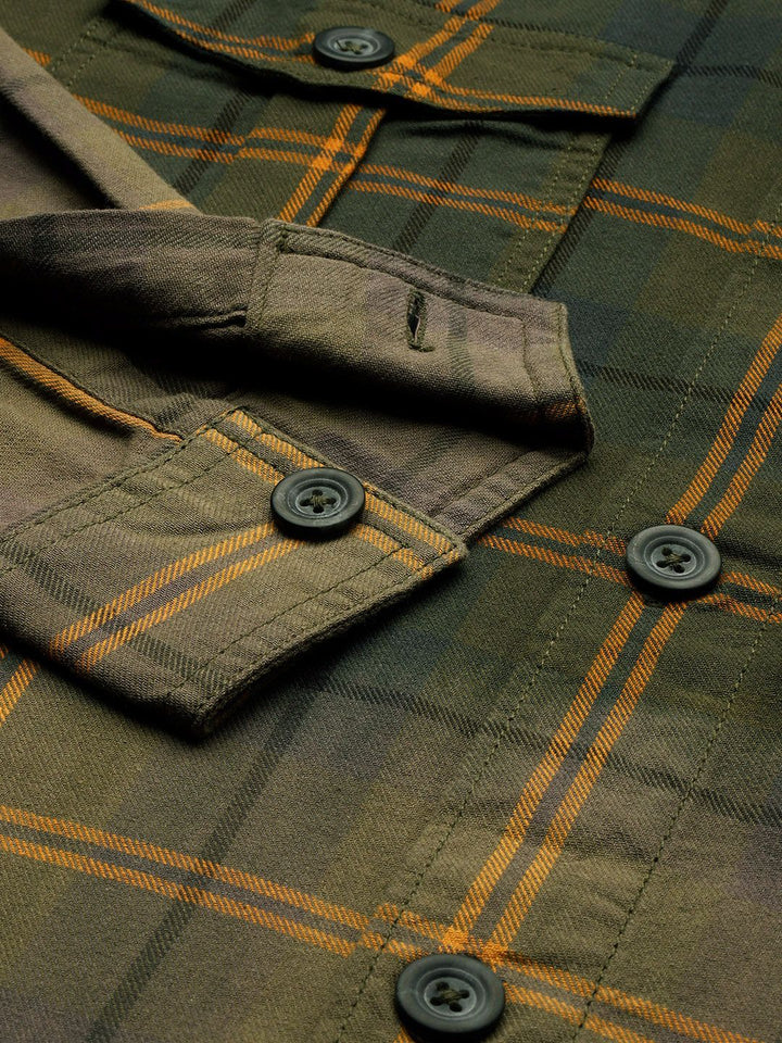The Indian Garage Co Men Windowpane Checked Casual Shirt