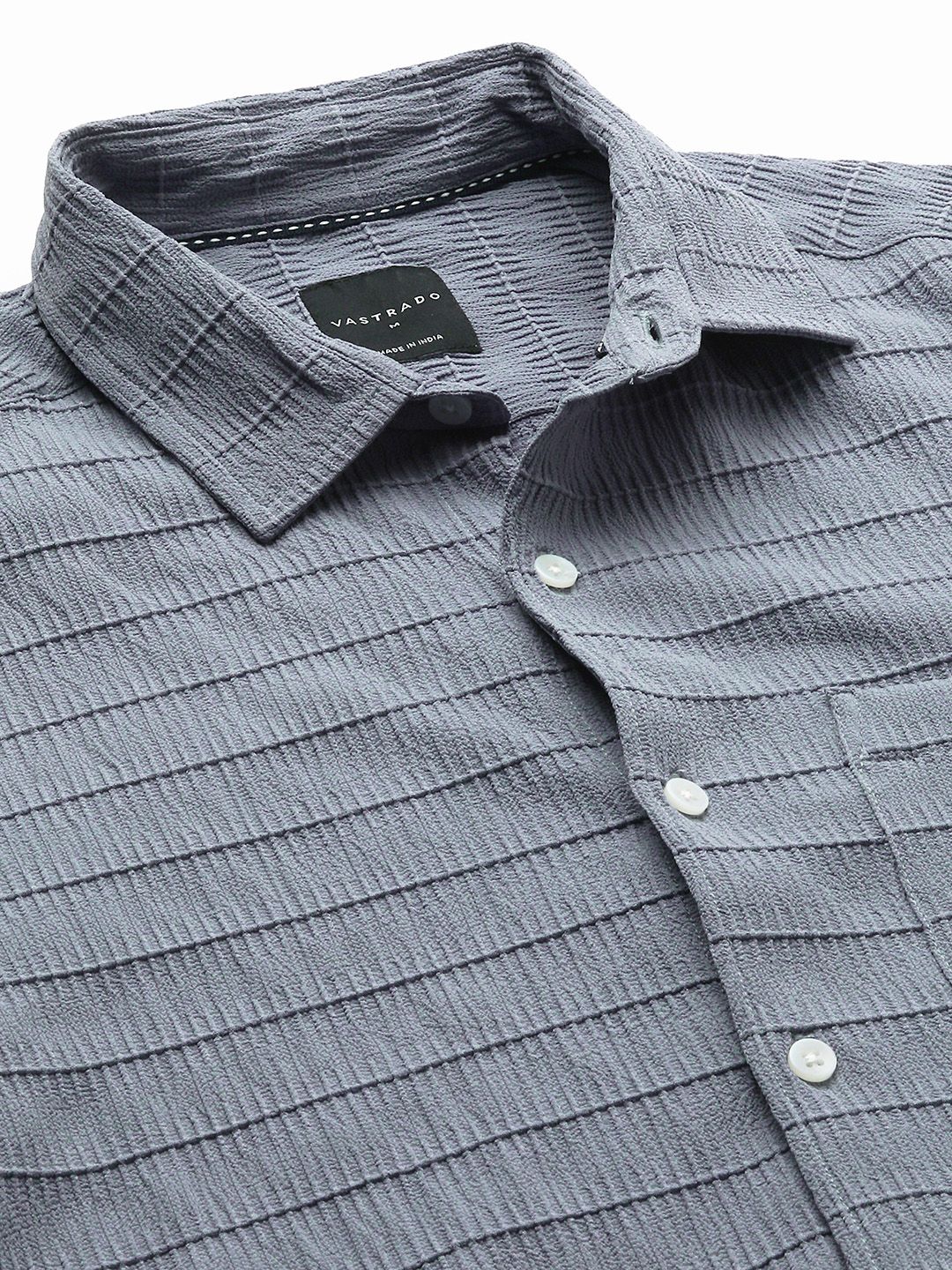 VASTRADO Men Classic Fit Spread Collar Textured Casual Shirt