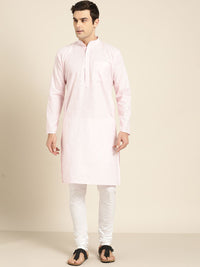 SOJANYA Kurta Lurus Berjalur Merah Jambu & Putih
