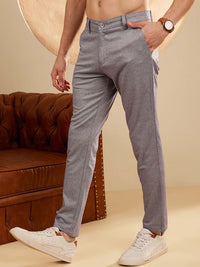 DENNISON Men Textured Smart Tapered Fit Easy Wash  4-Way Lycra Chinos