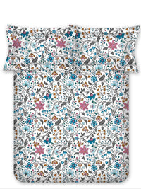 BOMBAY DYEING Cardinal Blue Floral Printed Cotton 120 TC Queen Bedsheet Set 2.54 x 2.24m
