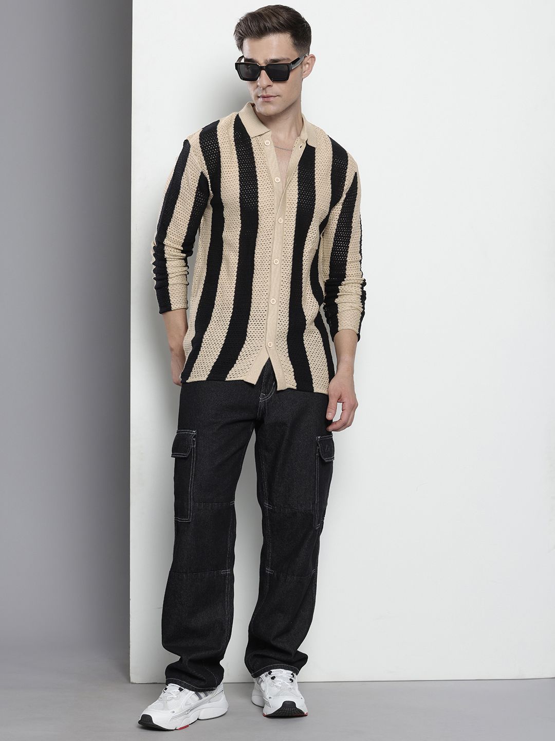 The Indian Garage Co Striped Pure Acrylic Casual Shirt