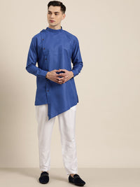 SOJANYA Lelaki Biru Solid Asymmetric Kurta