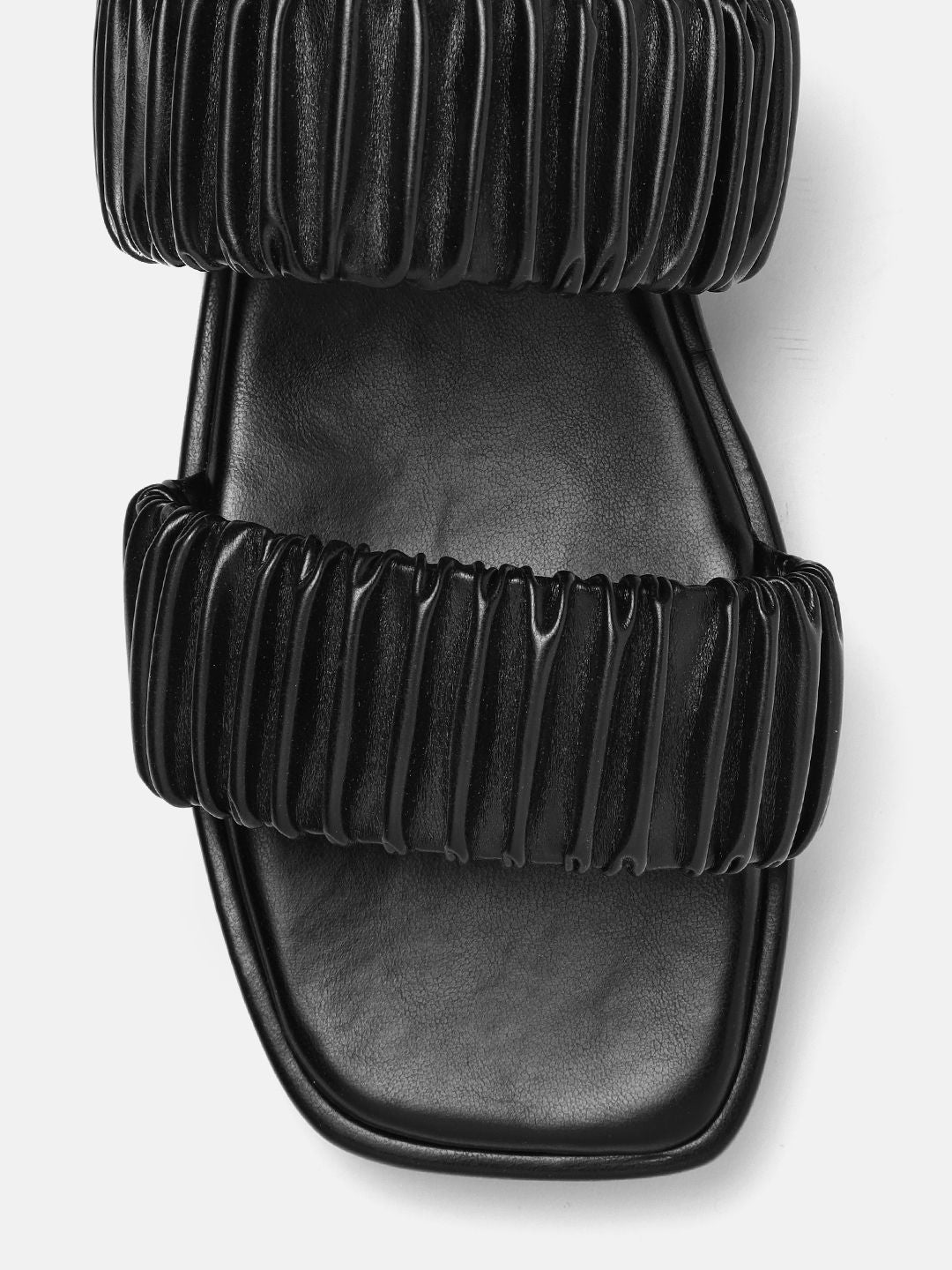 DressBerry Women Pleated Detail Open Toe Flats