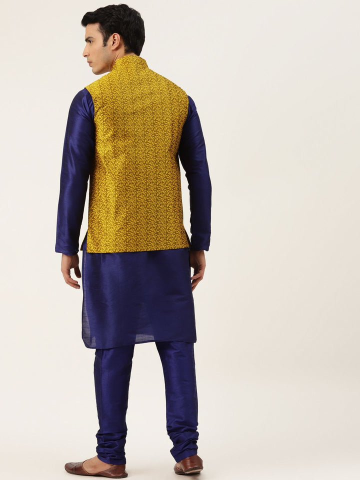 SOJANYA Kurta Biru Laut Lelaki dengan Jaket Churidar & Nehru
