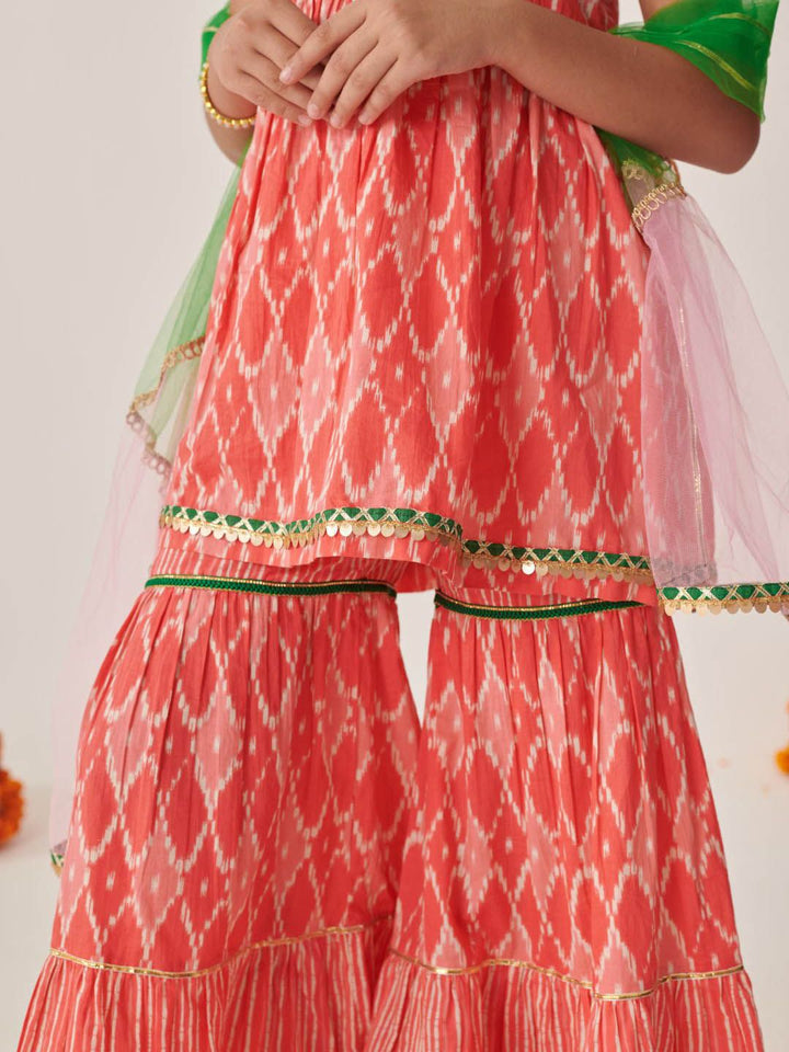 pspeaches Girls Ethnic Motifs Printed Gotta Patti Kurta Sets With Dupatta