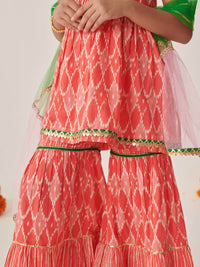 pspeaches Girls Ethnic Motifs Printed Gotta Patti Kurta Sets With Dupatta