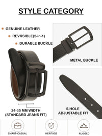 Teakwood Leathers Men Textured Leather Reversible Belt
