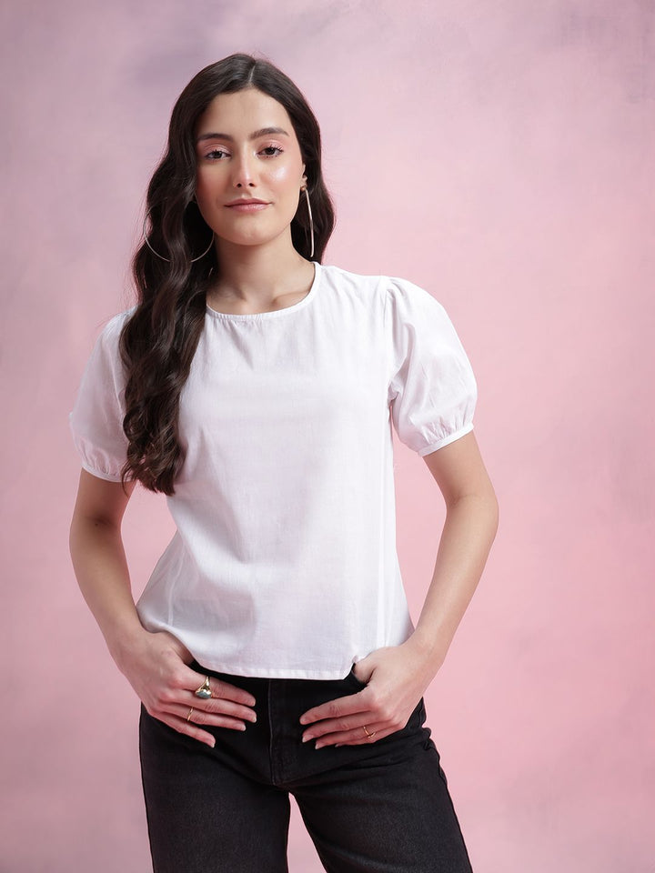 DressBerry Puff Sleeves Pure Cotton Top