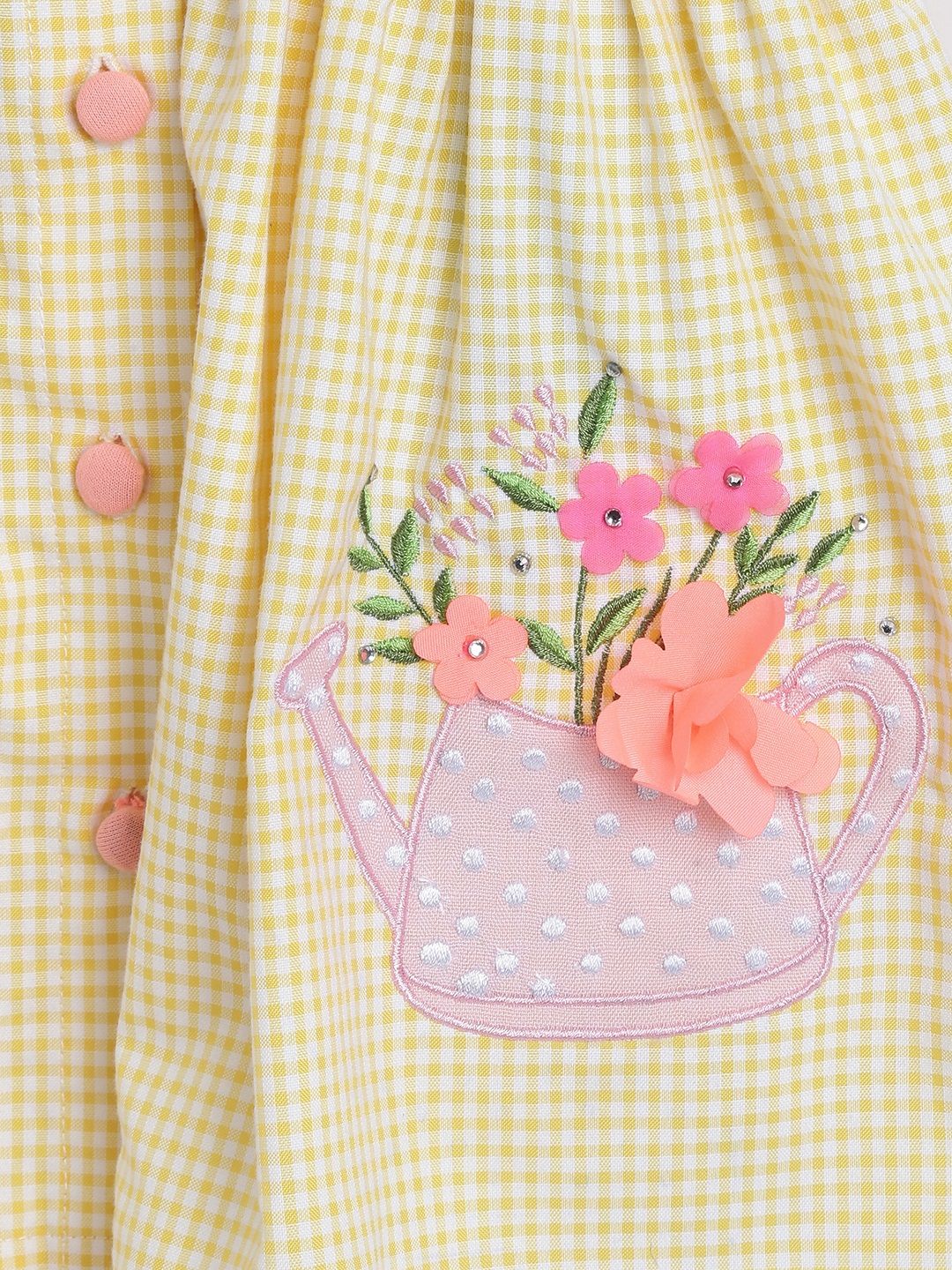 Nauti Nati Girls Yellow Checked Fit and Flare Dress
