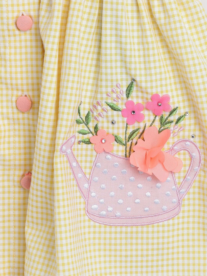 Nauti Nati Girls Yellow Checked Fit and Flare Dress