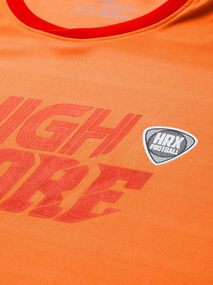 HRX By Hrithik Roshan Women Orangeade & High Risk Red Colourblock Rapid-Dry Anti-Static Antimicrobial Football Tshirt