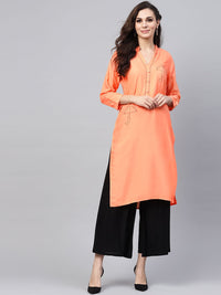 SOJANYA Kurta Lurus Pepejal Warna Peach Wanita