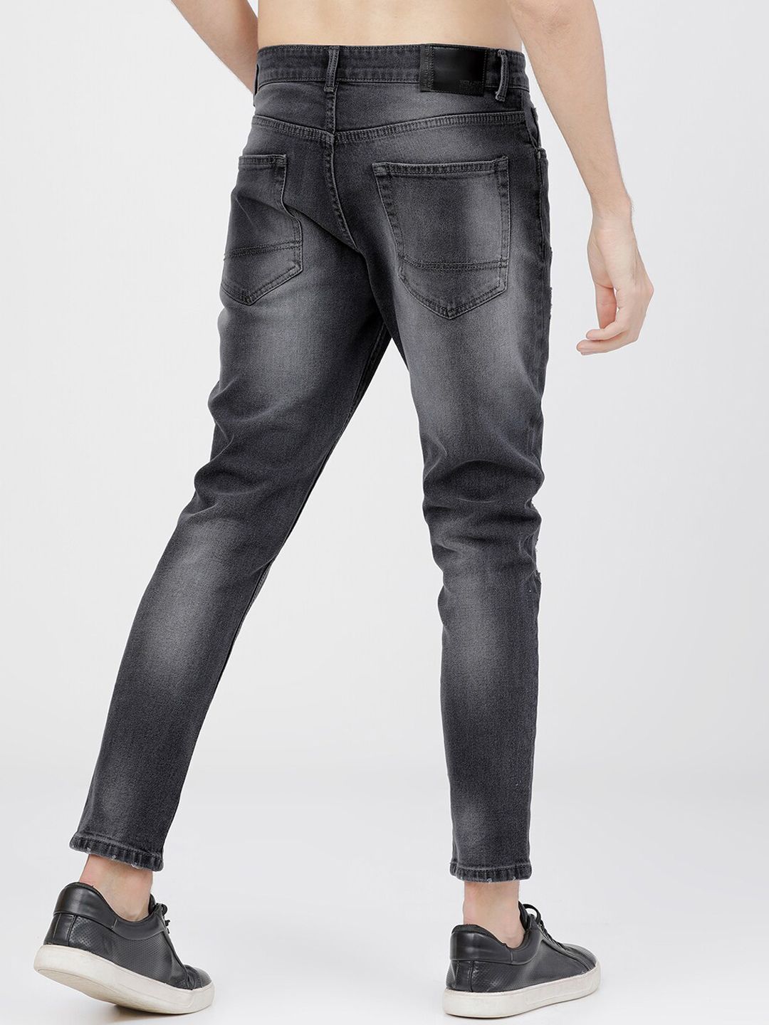 HIGHLANDER Men Grey Tapered Fit Mid-Rise Low Distress Jeans