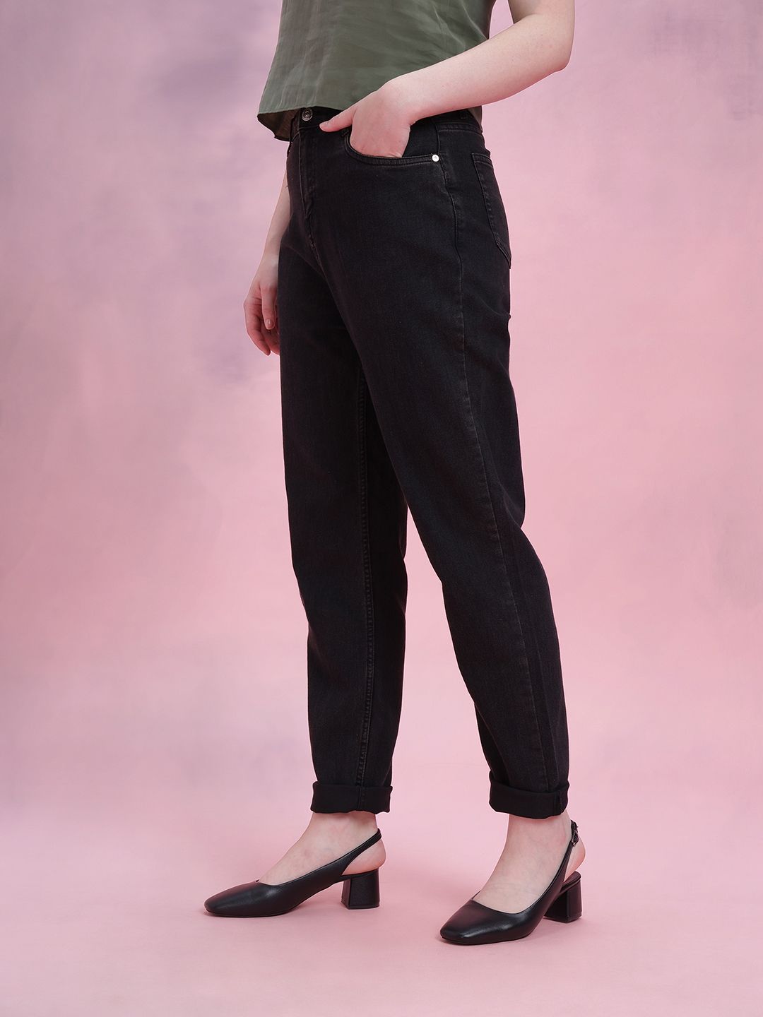 DressBerry Women Mid-Rise Stretchable Mom Fit Jeans