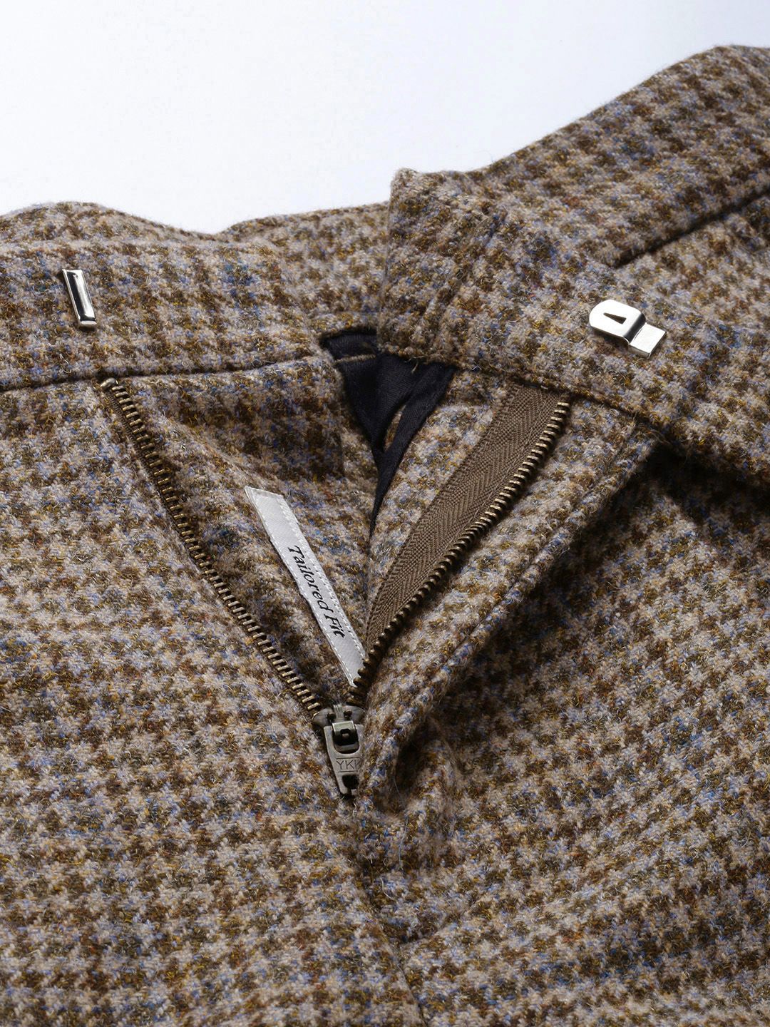Mr Bowerbird Men Checked Tailored Pleated Trousers
