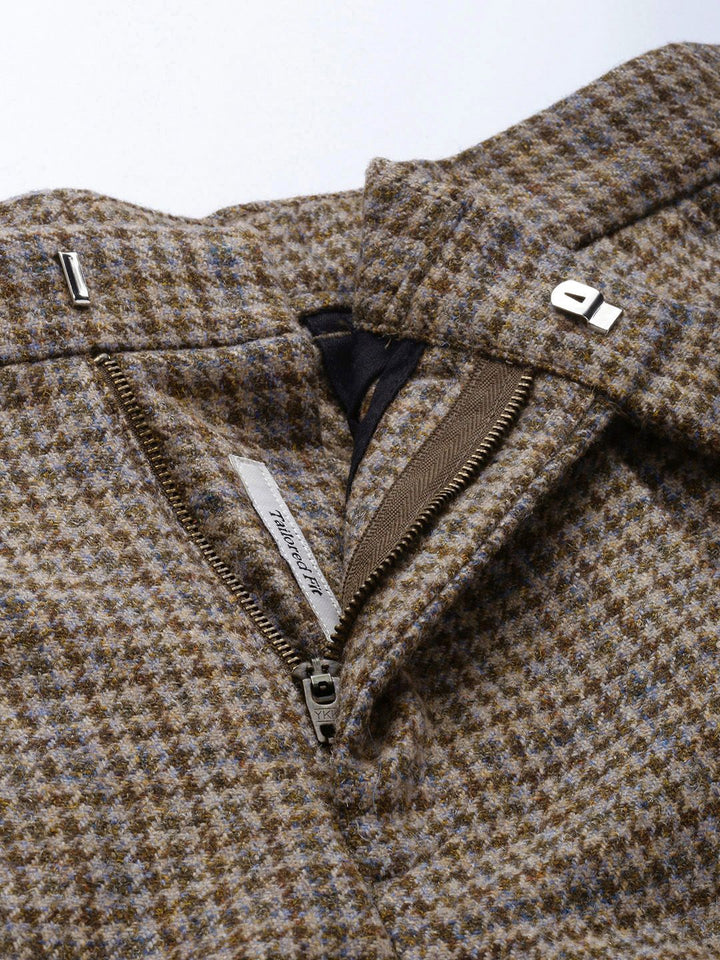 Mr Bowerbird Men Checked Tailored Pleated Trousers
