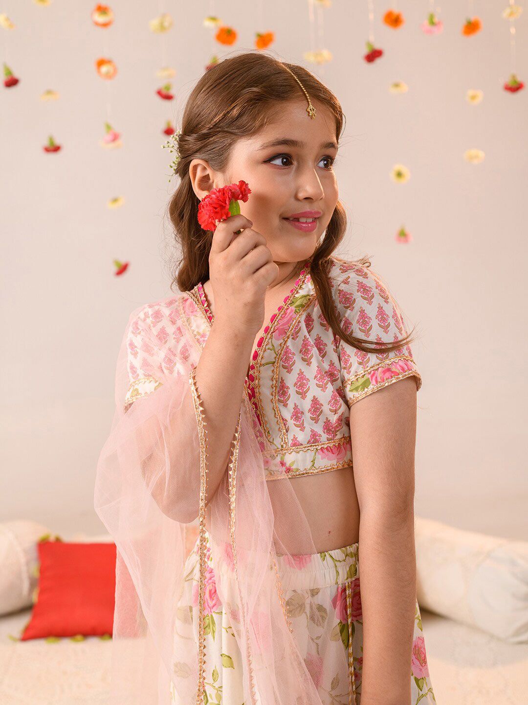 pspeaches Girls Printed Ready to Wear Lehenga & Blouse With Dupatta