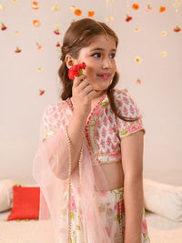 pspeaches Girls Printed Ready to Wear Lehenga & Blouse With Dupatta
