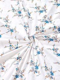 Myntra Elegant Homes White & Blue Floral 300 TC King Cadar dengan 2 Sarung Bantal