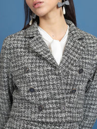 Tokyo Talkies Tweed Cropped Blazer With Mini Skirt Co-Ords