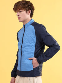 The Indian Garage Co Men Colourblock Zip-Front Regular Fit Bomber Jacket
