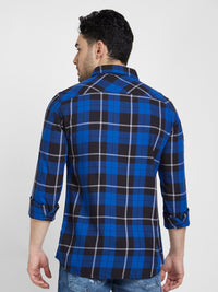 SPYKAR Classic Tartan Checks Opaque Cotton Linen Casual Shirt