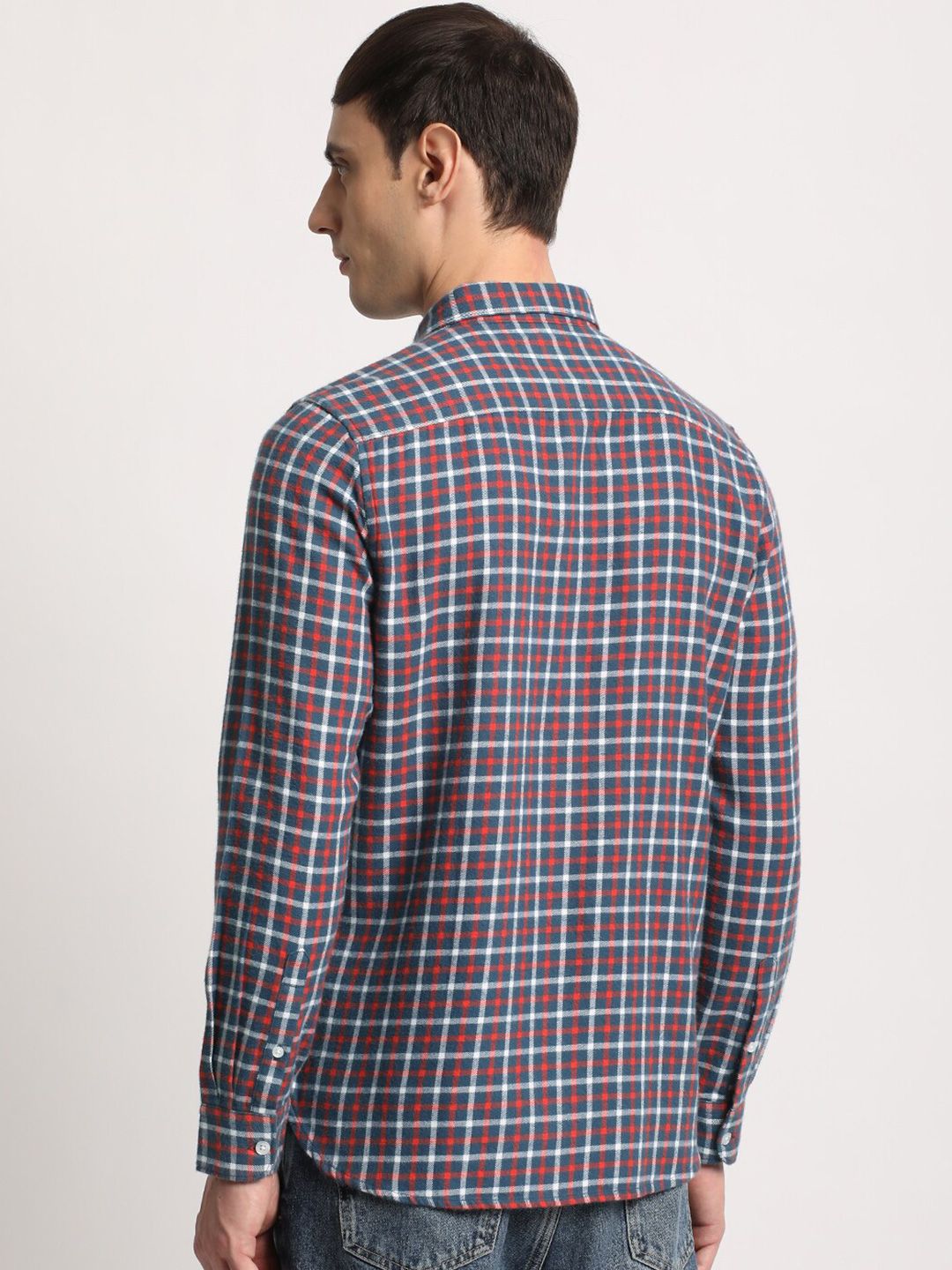 THE BEAR HOUSE Men Checked Slim Fit Button-Down Collar Casual Shirt