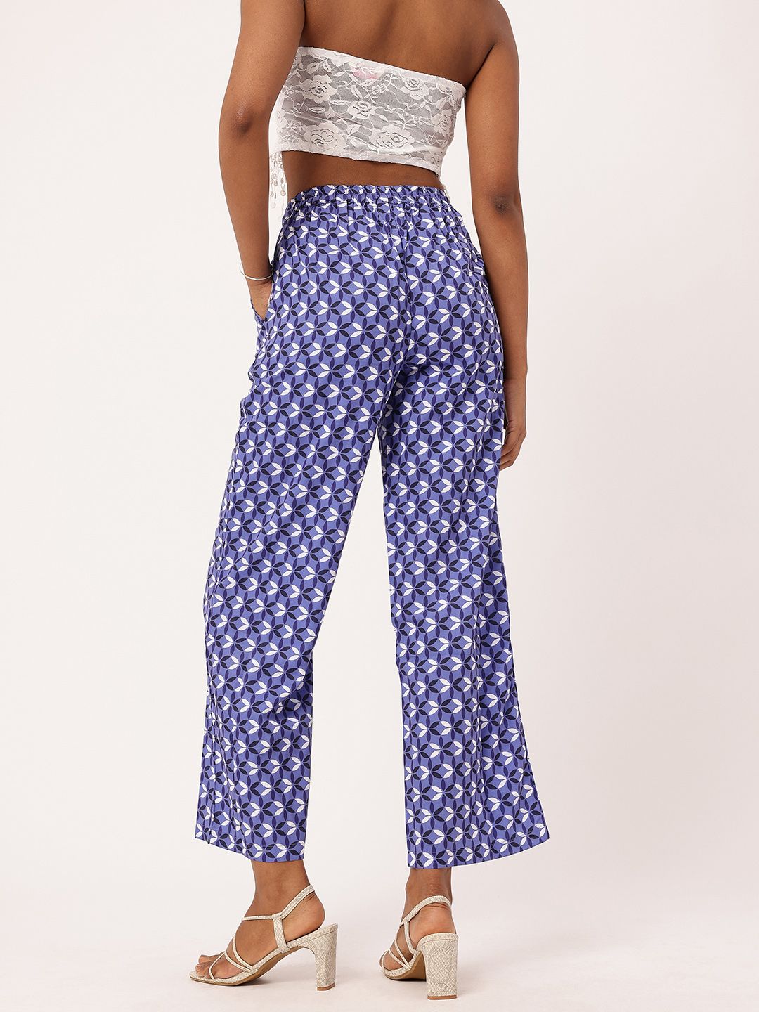 DressBerry Women Indigo Indo Energy Wide Leg straight Trousers
