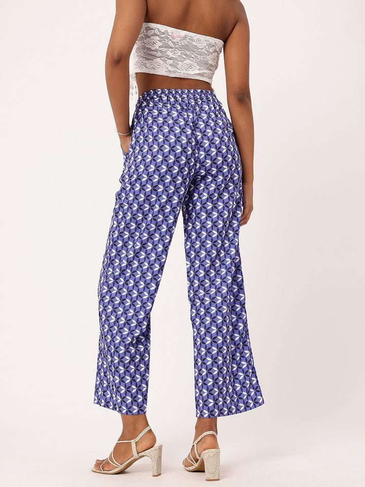DressBerry Women Indigo Indo Energy Wide Leg straight Trousers