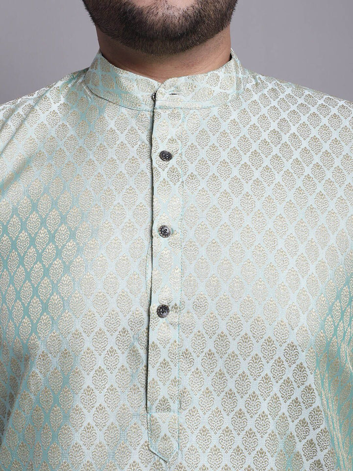 SOJANYA PLUS Ethnic Motifs Woven Design Regular Kurta With Pyjamas & Nehru Jacket