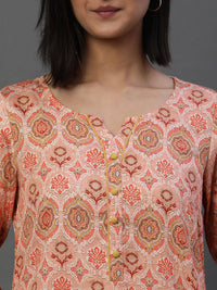 Motif etnik Aurelia dicetak leher berturut -turut lurus kurti