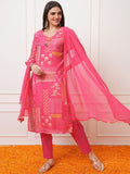 Vishudh Floral Printed Regular Sequinned Kurta with Trousers & With Dupatta