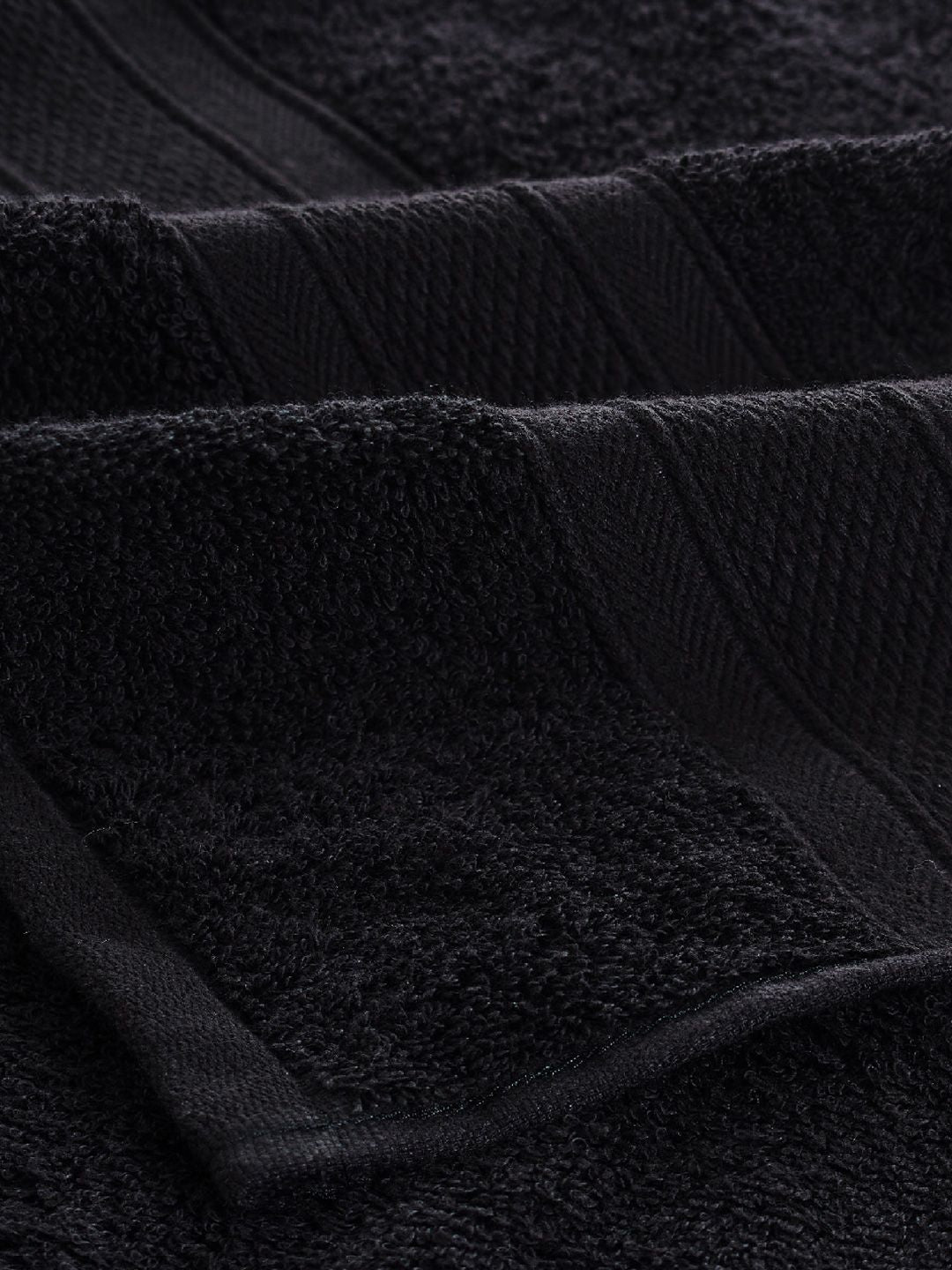 MYTRIDENT Black Set Of 12 500 GSM Solid Face Towels