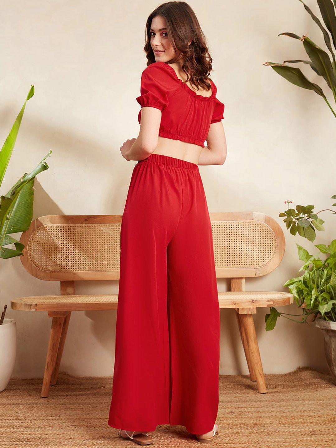 Berrylush Cropped Top & Wide Leg Trousers