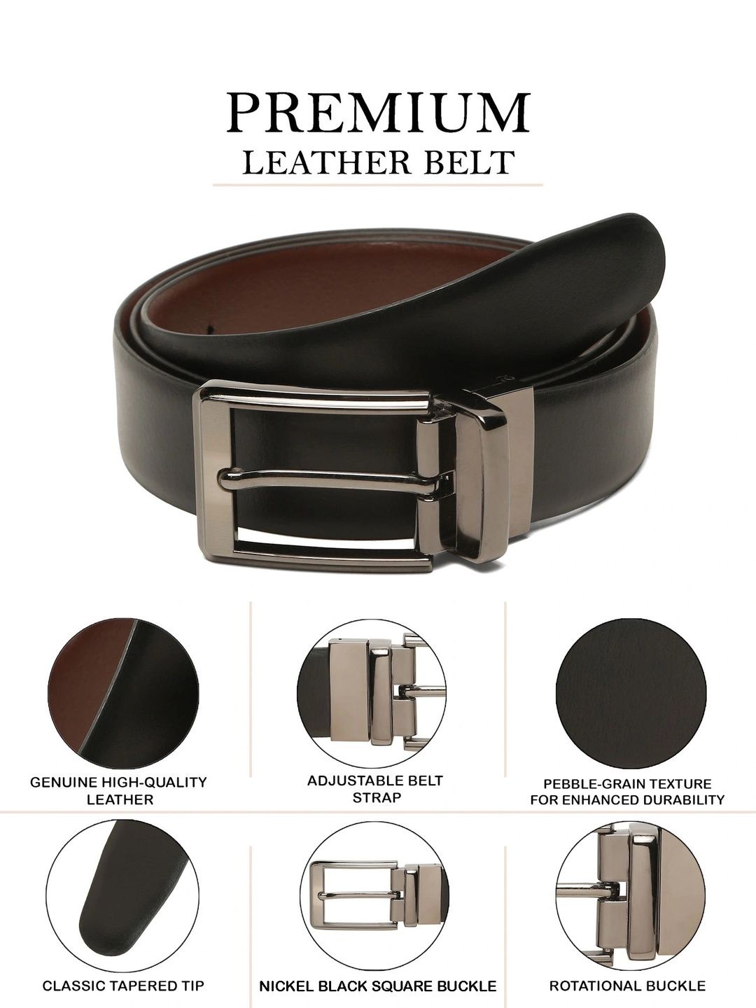 Teakwood Leathers Men Leather Reversible Formal Belt