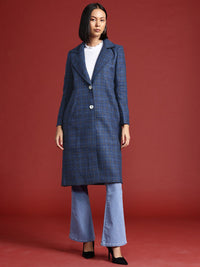 all about you Checked Single-Breasted Longline Coat