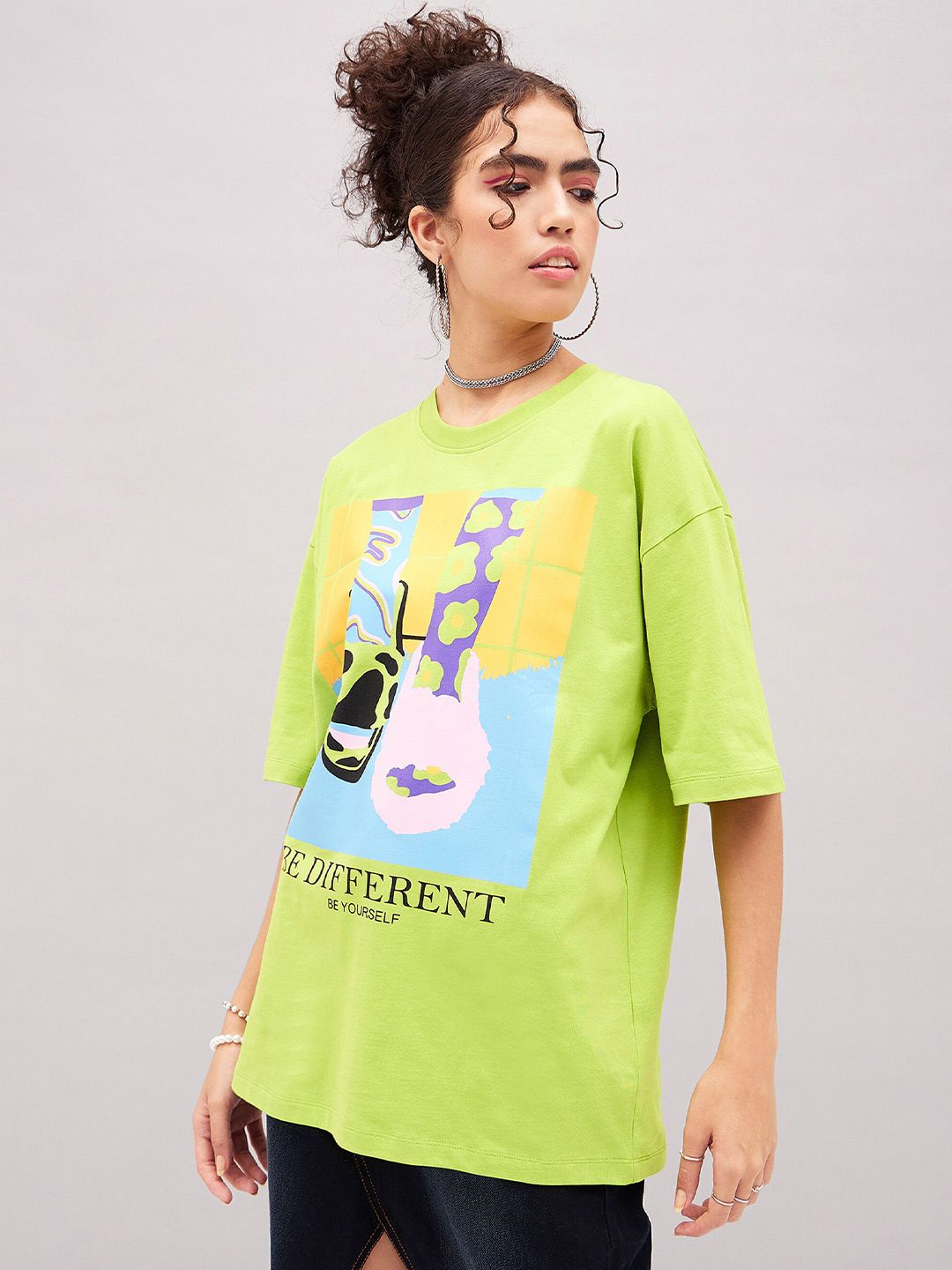 SASSAFRAS Graphic Printed Pure Cotton Oversized T-shirt