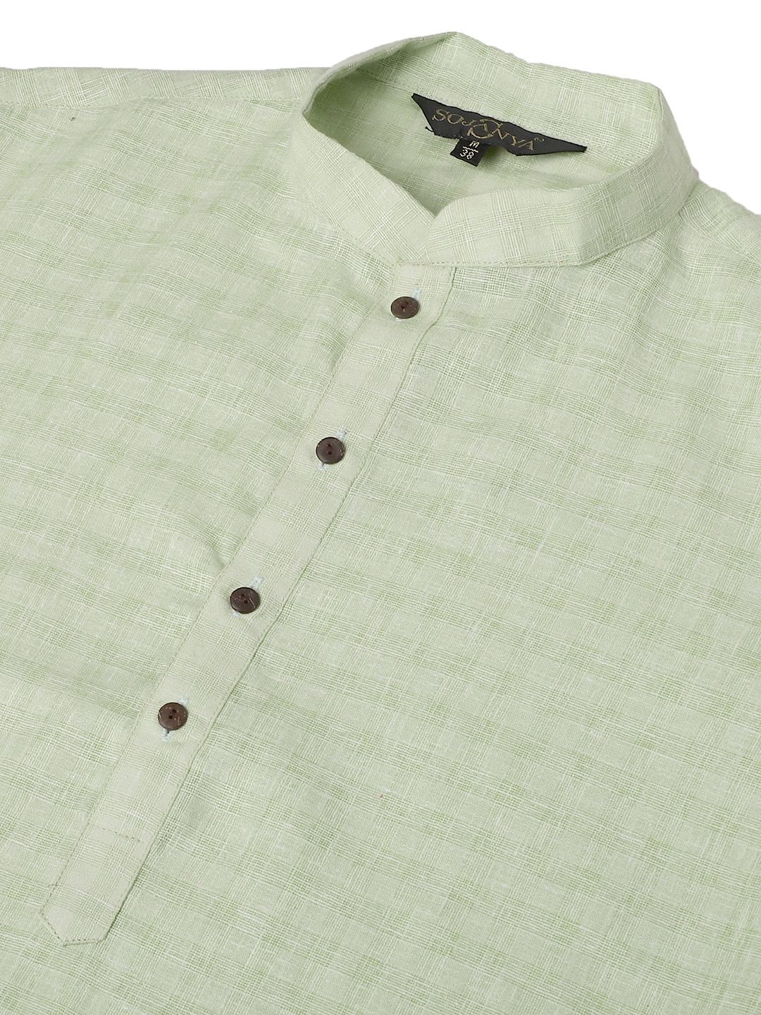 SOJANYA Men Green Thread Work Dobby Kurta