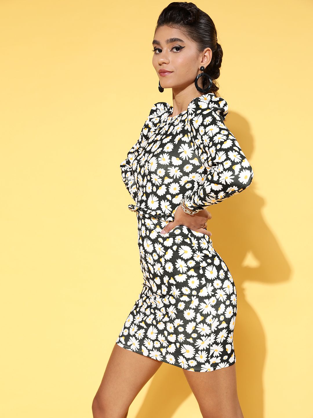 Athena Women Floral Printed Bodycon Mini Dress