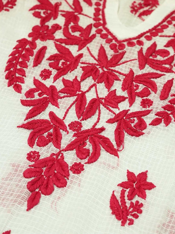 Rumah Wanita Chikankari Pink Kota Chikankari Sulam Kurta