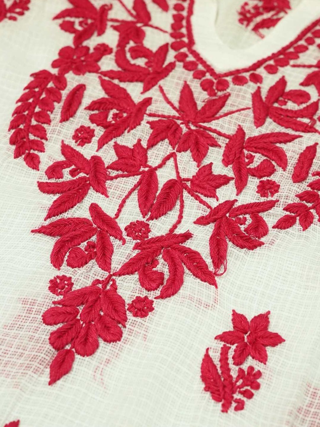 Rumah Wanita Chikankari Pink Kota Chikankari Sulam Kurta
