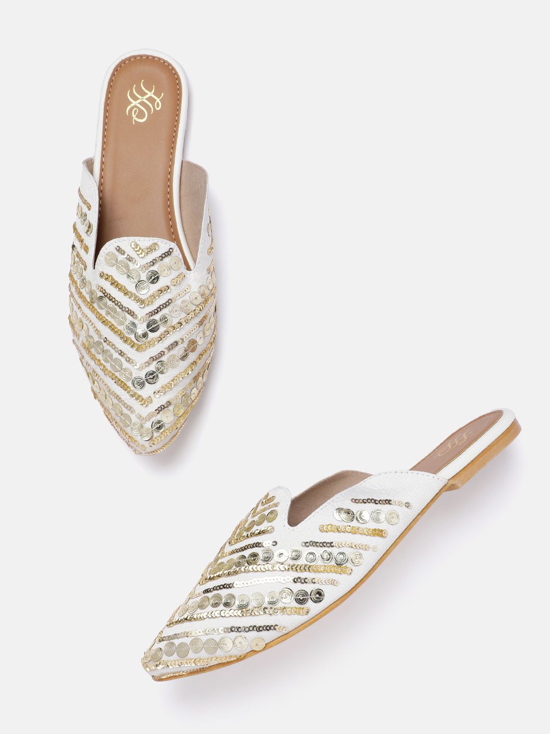 House of Pataudi Women Sequin Embellished Ethnic Mules