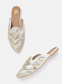 House of Pataudi Women Sequin Embellished Ethnic Mules