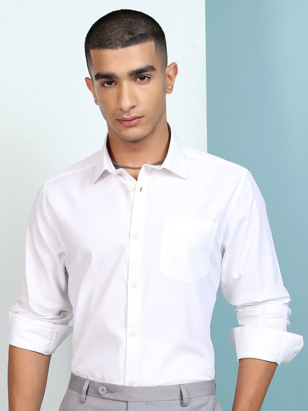 HIGHLANDER Regular Fit Button Down Collar Full Sleeve Satin Shirt