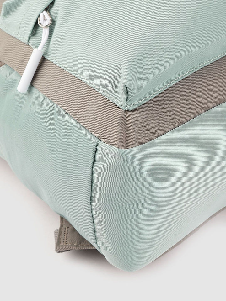 Lino Perros Women Grey & Sea Green Colourblocked Laptop Backpack