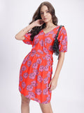 DressBerry Garden Floral Print Tie-Up V-Neck Wrap Dress