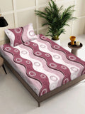 Myntra Elegant Homes Purple Geometric 300 TC Single Bedsheet with 1 Pillow Covers