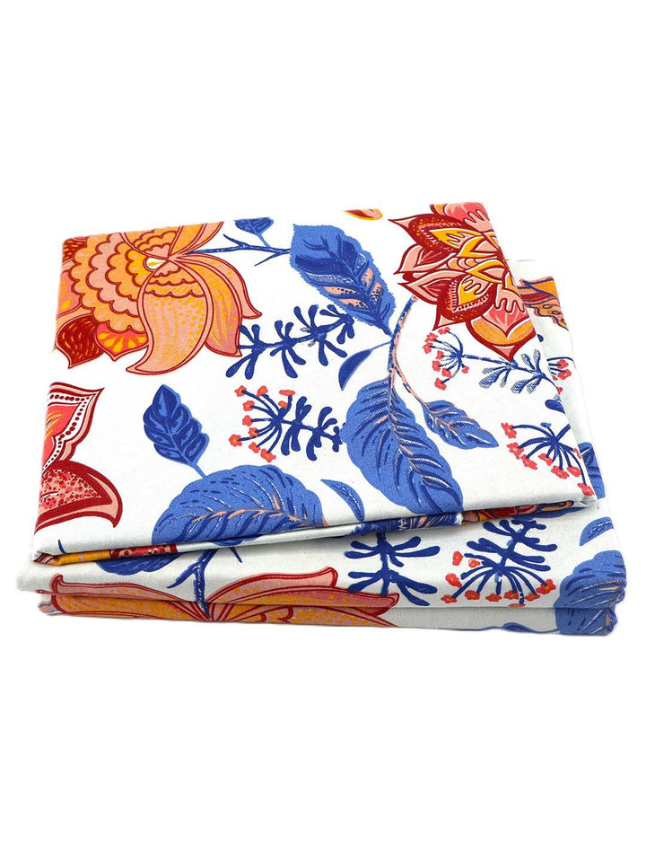 BOMBAY DYEING Cardinal Blue & White Floral 120 TC Cotton Queen Bedsheet-2.24 m X 2.54 m